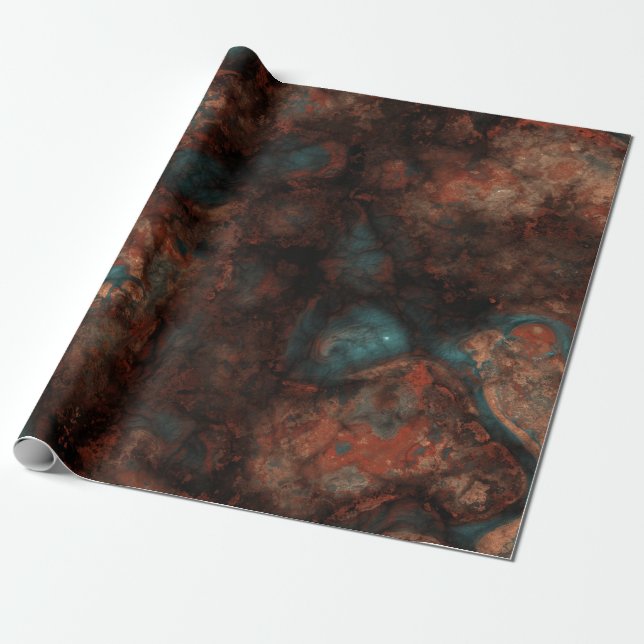 Rust and turquoise stone  wrapping paper (Unrolled)