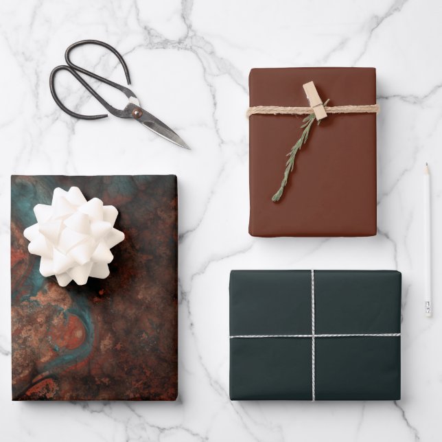 Rust and turquoise stone  wrapping paper sheet (Front)