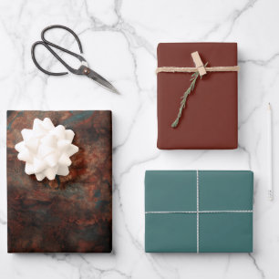 Rust and turquoise stone wrapping paper sheet