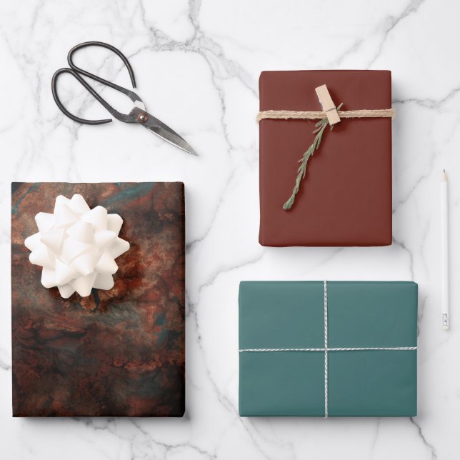 Rust and turquoise stone  wrapping paper sheet (Front)