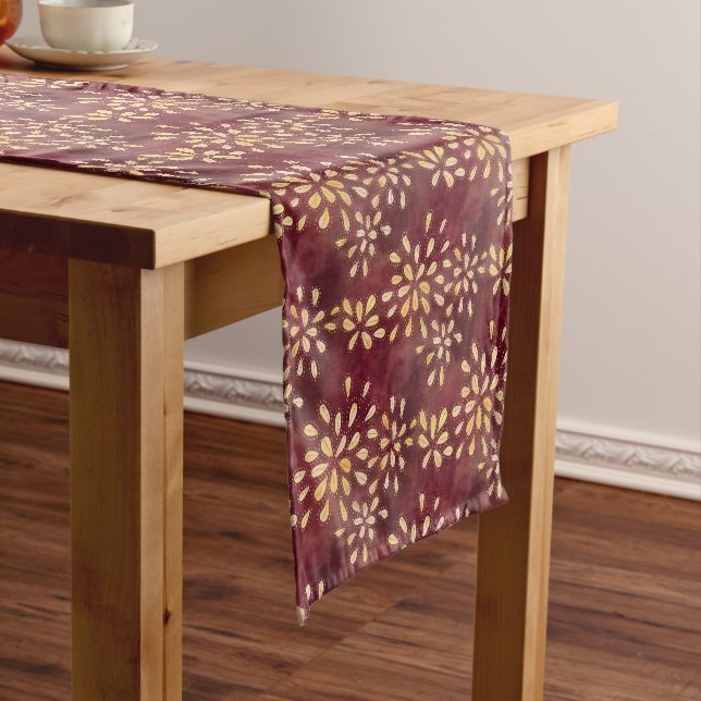 Rust and Yellow Sunflower Pattern  Short Table Runner (In Situ)