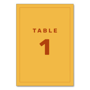 Rust and Yellow Wes Anderson Inspired Table Number