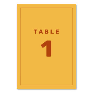 Rust and Yellow Wes Anderson Inspired Table Number