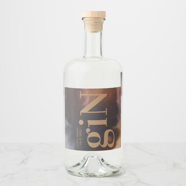 Rust Art Big Monogram Modern Bold Simple Wedding Liquor Bottle Label (Front)