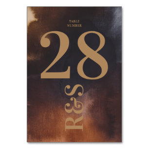 Rust Art Big Monogram Modern Bold Simple Wedding Table Number