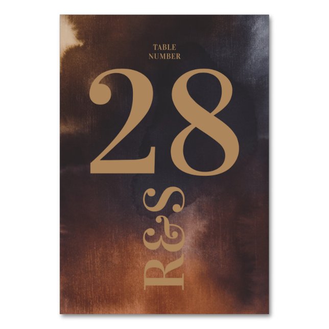 Rust Art Big Monogram Modern Bold Simple Wedding Table Number (Front)