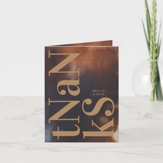 Rust Art Big Monogram Modern Bold Simple Wedding Thank You Card (Front)