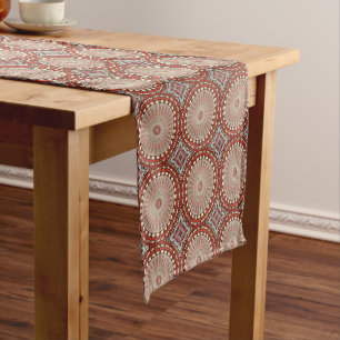 Rust Beige Blue-Gray Short Table Runner