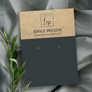 RUST BLACK TERRACOTTA TEXTURE LOGO EARRING DISPLAY BUSINESS CARD
