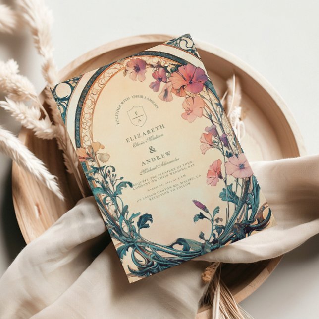 Rust Blue Bloom wedding Invitation (Creator Uploaded)