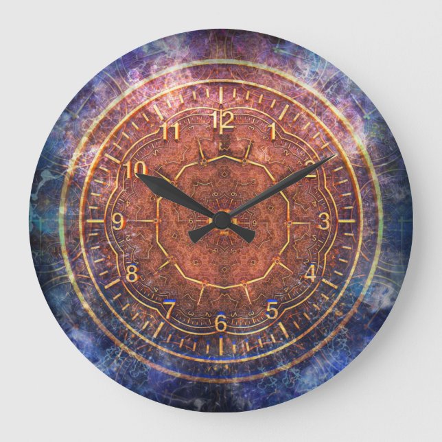 Rust & Blue Steampunk Large Clock (Front)