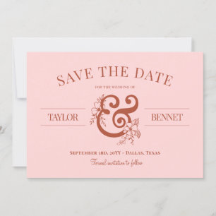Rust & Blush Floral Ampersand No Photo Save The Date