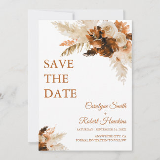 Rust Bohemian And Pampas Grass Stylish Save The Date