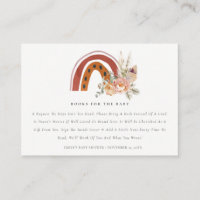 Rust Boho Floral Rainbow Books Request Baby Shower