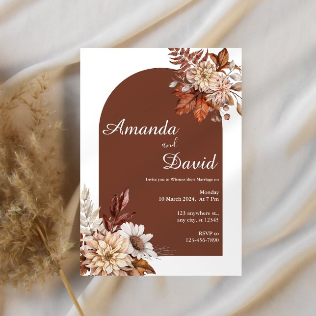 Rust Boho Floral Wedding Invitation (Creator Uploaded)
