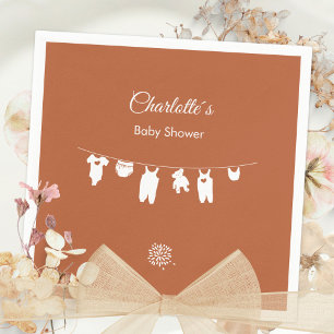 Rust Boho Minimalist Gender Neutral Baby Shower Napkin