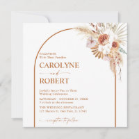 Rust Boho & Pampas Grass Terracotta Square Wedding
