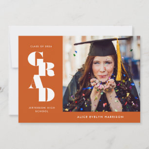 Rust Bold Serif Single Photo Graduation Announcement