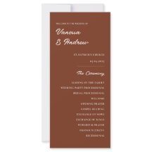 Rust Brown Elegant Modern Wedding Ceremony Card