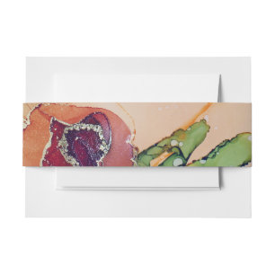 Rust Brown Floral Wedding Invitation Belly Band