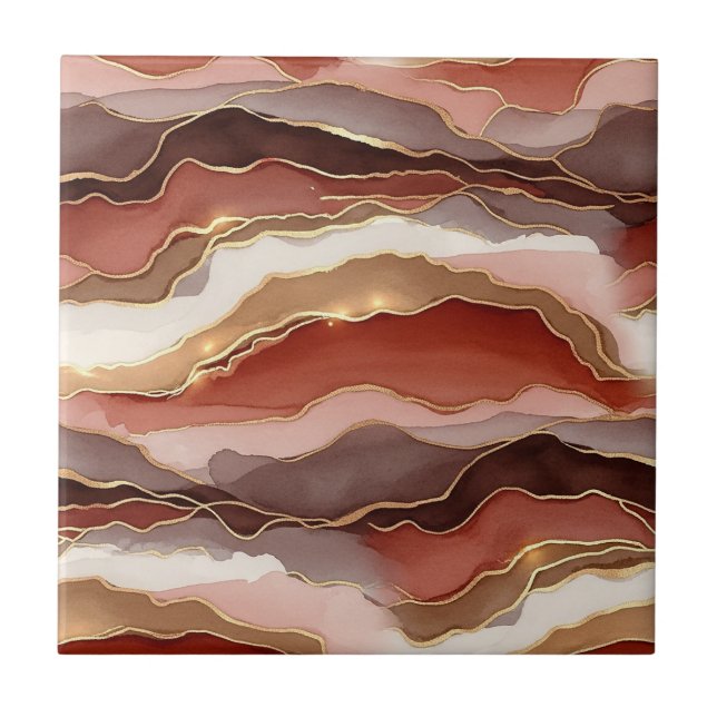 Rust Brown Gold Marble Contemporary Ceramic Tile (Front)