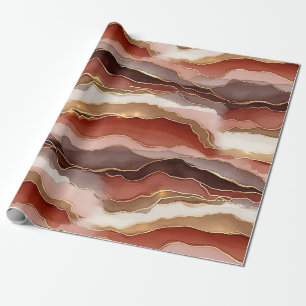 Rust Brown Gold Marble Contemporary Wrapping Paper
