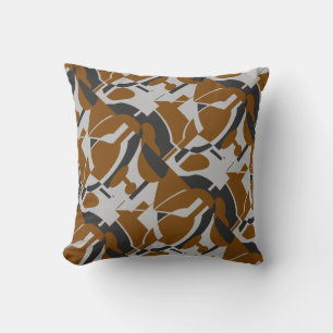 Rust Brown Grey Black Diagonal Art Print Cushion