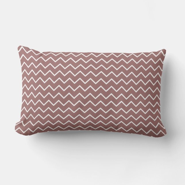 Rust Brown ZigZag/ Polka Dot Decorative Pillow (Front)