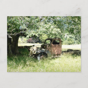 Rust Bucket Truck on Field (Side View) Postcard