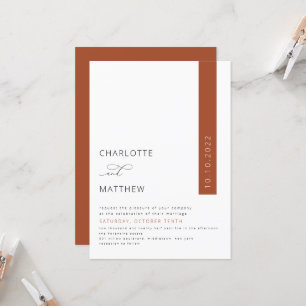 Rust, Burnt Orange, Fall Minimalistic Wedding  Invitation