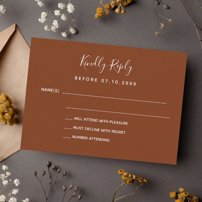 Rust burnt orange wedding response RSVP Card (Creator Uploaded)