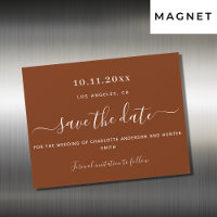 Rust burnt orange wedding save the date magnet