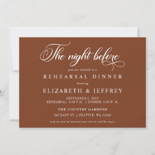 Rust Calligraphy The Night Before Rehearsal Dinner Invitation