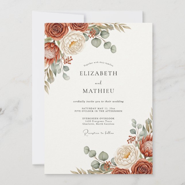 Rust Captivating Bohemian Wedding Invitation (Front)