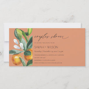 Rust Citrus Orange Botanical Couples Shower Invite