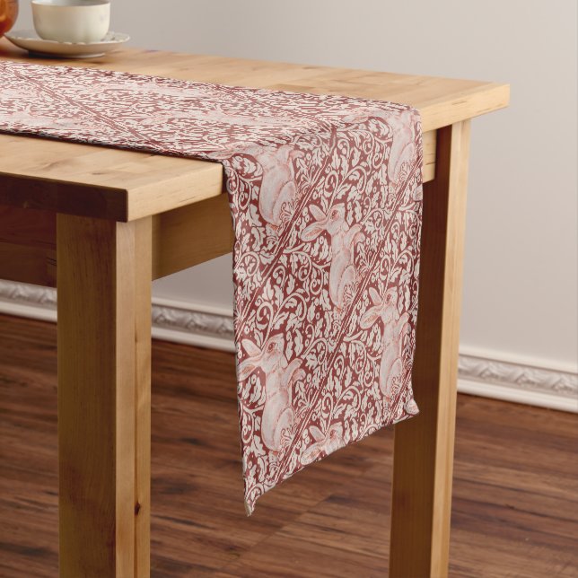 Rust Colour Rabbit & Leaves Designer Decor Short Table Runner (In Situ)