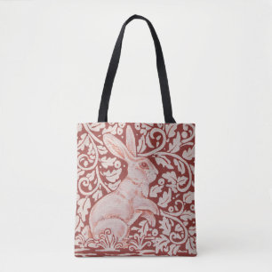 Rust Colour Rabbit & Leaves Designer Shopping Tote Bag