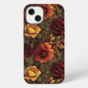 Rust Colour Vintage Floral Print iPhone 13 Case