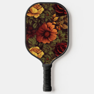 Rust Colour Vintage Floral Print Pickleball Paddle