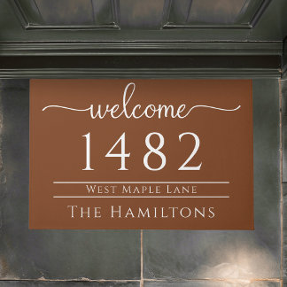 Rust copper family name personalised address  doormat