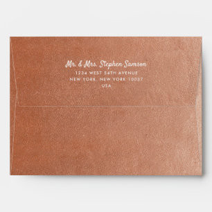 Rust Copper Faux Foil Effect with Return Address Envelope