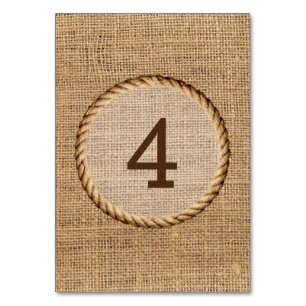 Rust countryside wadding rope table number