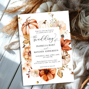 Rust Cream Fall Earthy Floral Pumpkin Wedding Invitation