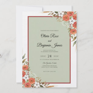 Rust Dahlia Wedding Invitation