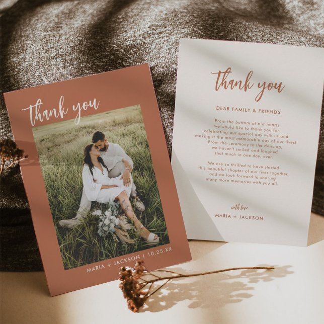 Rust Desert Photo Wedding Thank You Cards (Creator Uploaded)