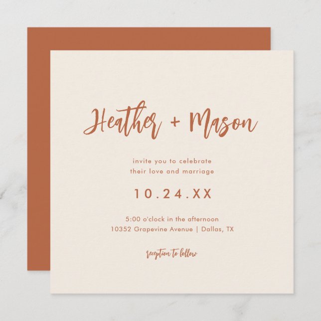 Rust Desert Wedding Square Photo Wedding  Save The Date (Front/Back)