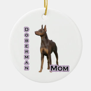 Rust Doberman Mum 4 - Keychain Ceramic Ornament