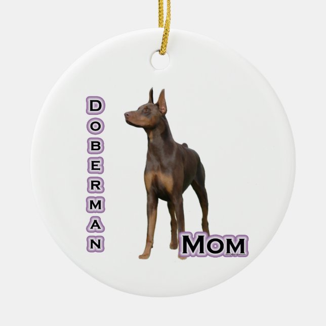 Rust Doberman Mum 4 - Keychain Ceramic Ornament (Front)
