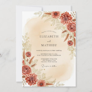 Rust Earthy Bohemian Wedding Invitation
