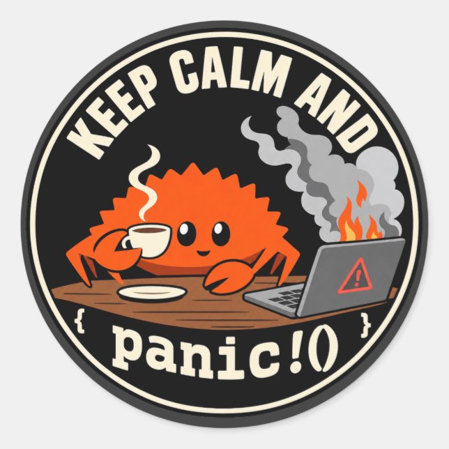 Rust Ferris Crab programming mascot Classic Round Sticker (Front)